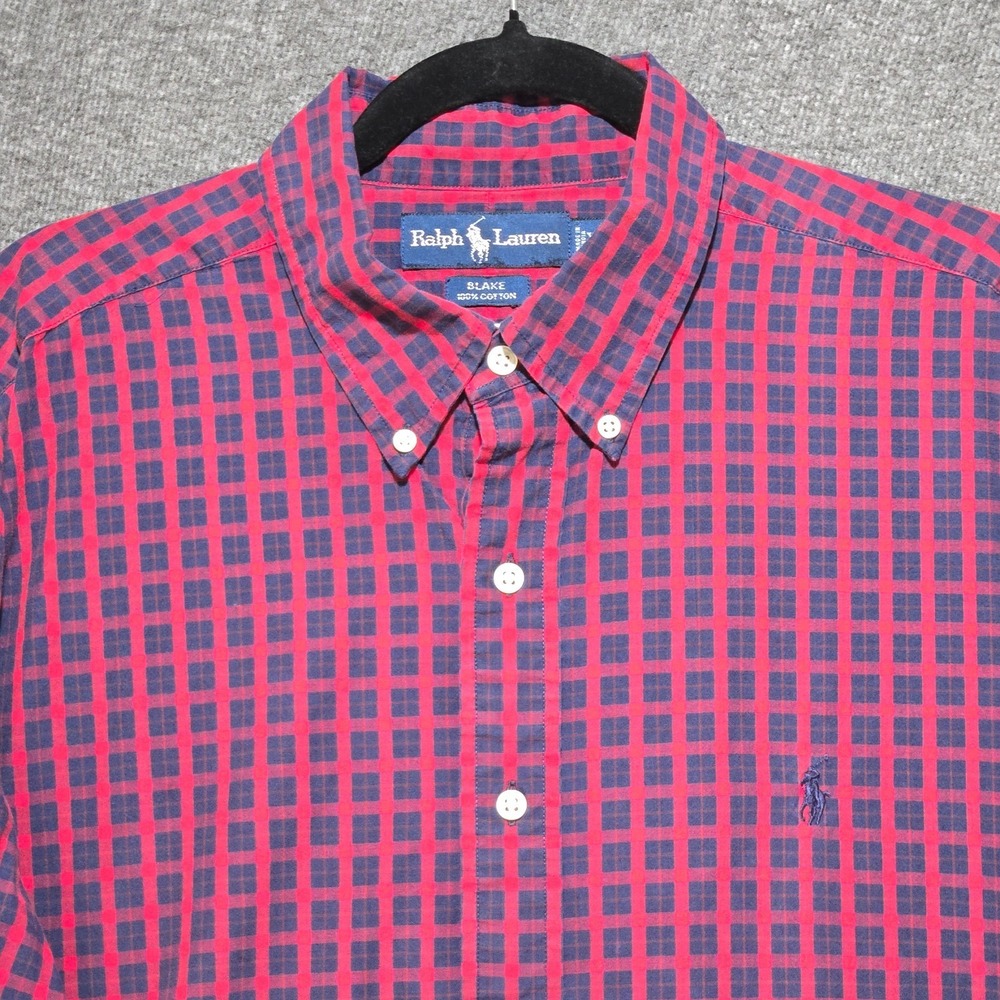 Ralph Lauren Blake Button Down Shirt Sz XL Blue Red Plaid Long Sleeve